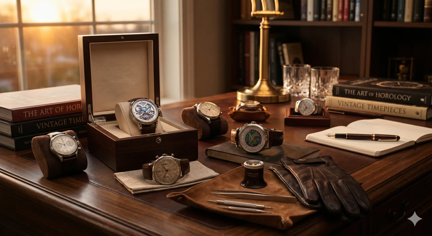Visual representation of mechanical wristwatches and detailed watch dials