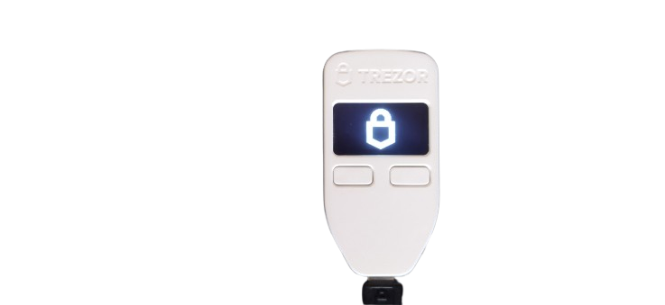 Close-up of the Trezor One device